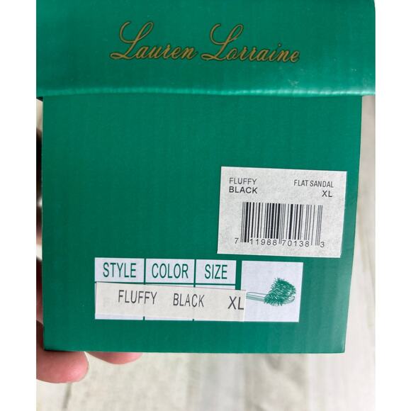 Lauren Lorraine Womens 10/11 Black Faux Fur Slip-On Slipper Slides Sadndal NEW - Picture 8 of 8